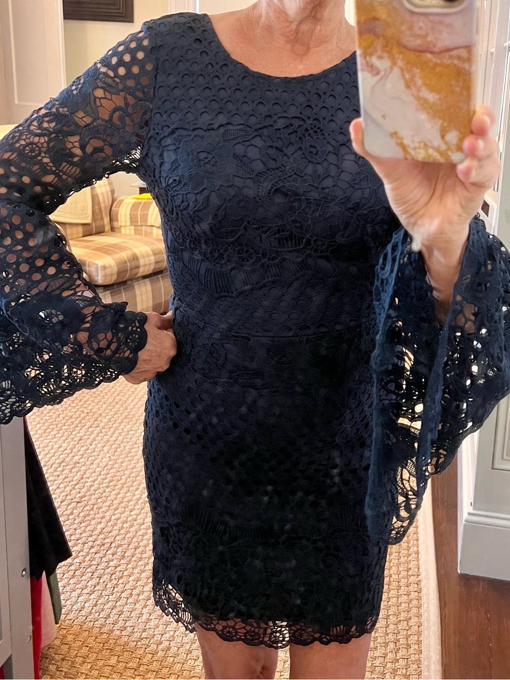 Lovely Lace Bell-Sleeve Mini Dress